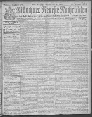 Münchner neueste Nachrichten Sonntag 3. Februar 1895