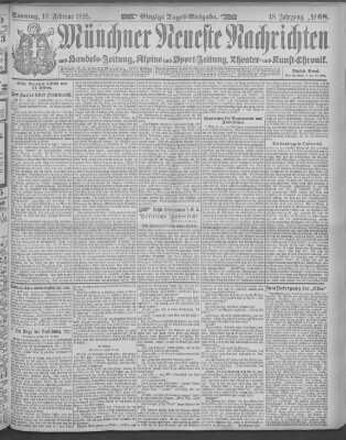 Münchner neueste Nachrichten Sonntag 10. Februar 1895