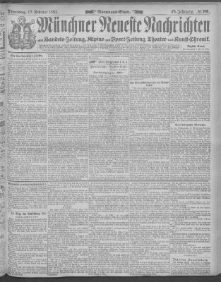 Münchner neueste Nachrichten Dienstag 12. Februar 1895