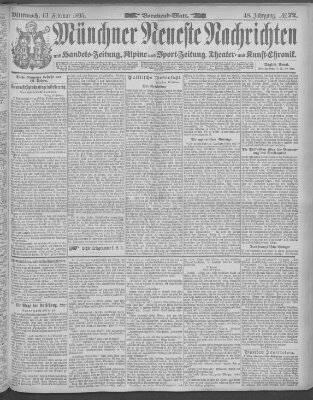 Münchner neueste Nachrichten Mittwoch 13. Februar 1895