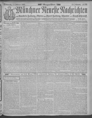 Münchner neueste Nachrichten Mittwoch 13. Februar 1895