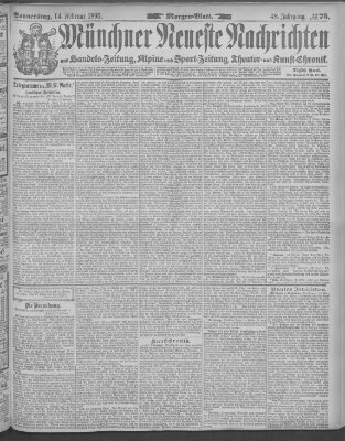 Münchner neueste Nachrichten Donnerstag 14. Februar 1895