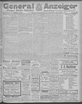 Münchner neueste Nachrichten Donnerstag 14. Februar 1895