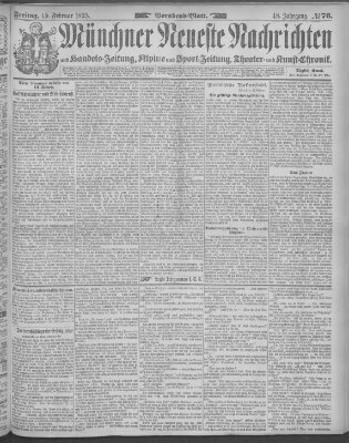 Münchner neueste Nachrichten Freitag 15. Februar 1895