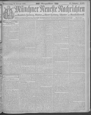 Münchner neueste Nachrichten Donnerstag 21. Februar 1895