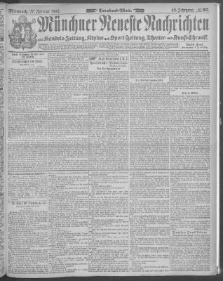 Münchner neueste Nachrichten Mittwoch 27. Februar 1895