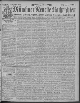 Münchner neueste Nachrichten Samstag 2. Dezember 1893