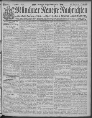 Münchner neueste Nachrichten Montag 4. Dezember 1893