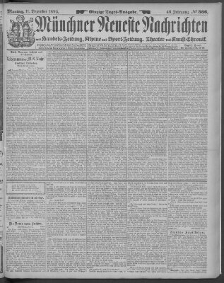 Münchner neueste Nachrichten Montag 11. Dezember 1893