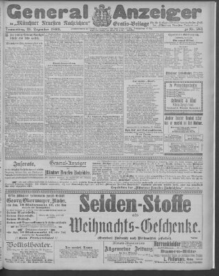 Münchner neueste Nachrichten Donnerstag 21. Dezember 1893