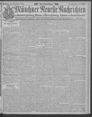 Münchner neueste Nachrichten Freitag 22. Dezember 1893