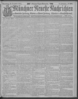 Münchner neueste Nachrichten Dienstag 26. Dezember 1893