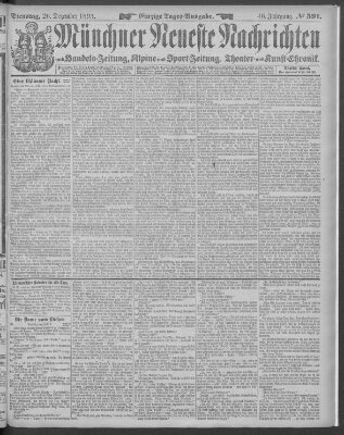 Münchner neueste Nachrichten Dienstag 26. Dezember 1893