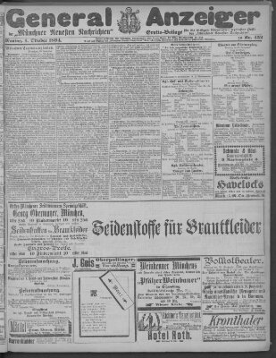 Münchner neueste Nachrichten Montag 1. Oktober 1894