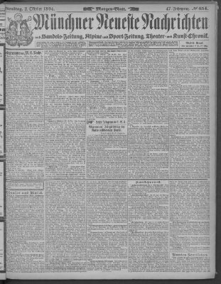 Münchner neueste Nachrichten Dienstag 2. Oktober 1894