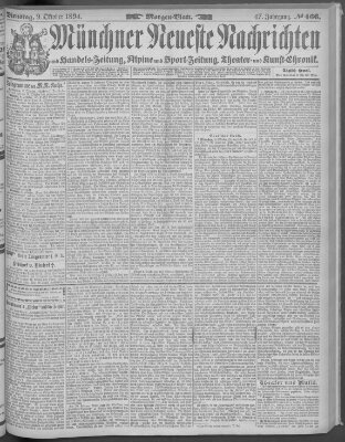 Münchner neueste Nachrichten Dienstag 9. Oktober 1894