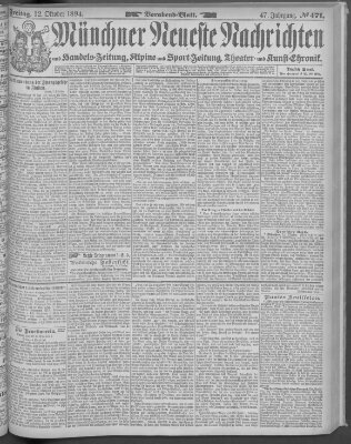 Münchner neueste Nachrichten Freitag 12. Oktober 1894