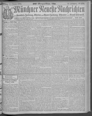 Münchner neueste Nachrichten Freitag 12. Oktober 1894