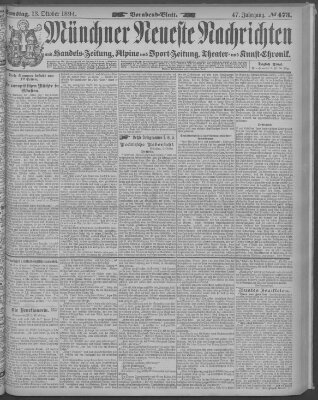 Münchner neueste Nachrichten Samstag 13. Oktober 1894