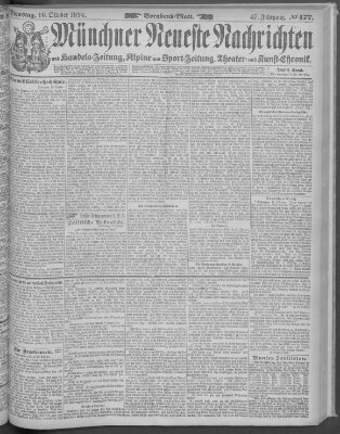 Münchner neueste Nachrichten Dienstag 16. Oktober 1894