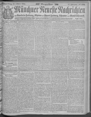 Münchner neueste Nachrichten Donnerstag 18. Oktober 1894