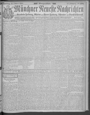 Münchner neueste Nachrichten Dienstag 23. Oktober 1894