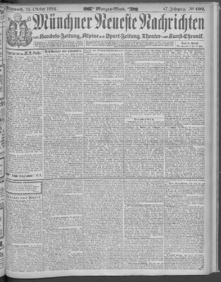 Münchner neueste Nachrichten Mittwoch 24. Oktober 1894