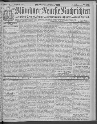 Münchner neueste Nachrichten Mittwoch 31. Oktober 1894