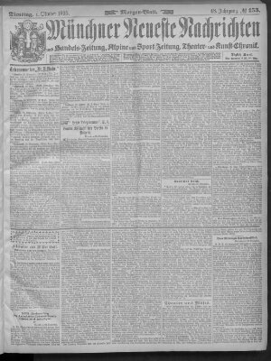 Münchner neueste Nachrichten Dienstag 1. Oktober 1895