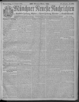 Münchner neueste Nachrichten Donnerstag 17. Oktober 1895