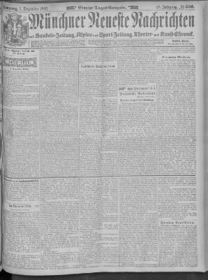 Münchner neueste Nachrichten Sonntag 1. Dezember 1895