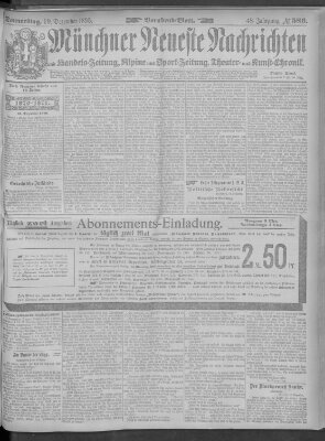 Münchner neueste Nachrichten Donnerstag 19. Dezember 1895