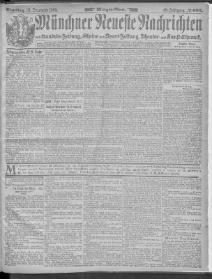 Münchner neueste Nachrichten Dienstag 31. Dezember 1895