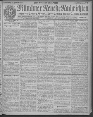 Münchner neueste Nachrichten Samstag 5. Januar 1901