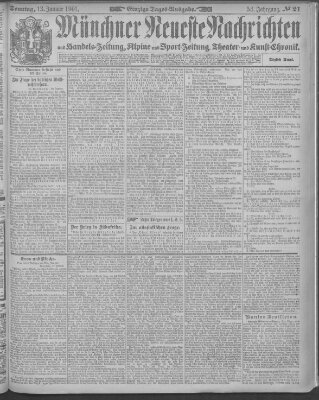 Münchner neueste Nachrichten Sonntag 13. Januar 1901