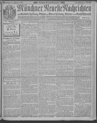 Münchner neueste Nachrichten Montag 21. Januar 1901