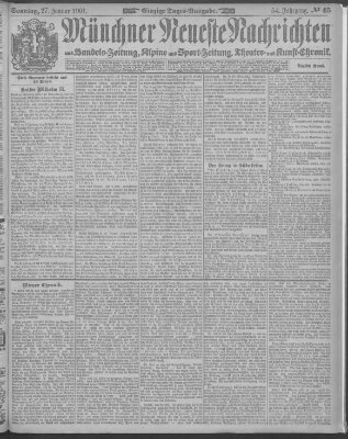 Münchner neueste Nachrichten Sonntag 27. Januar 1901