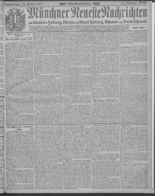 Münchner neueste Nachrichten Donnerstag 31. Januar 1901