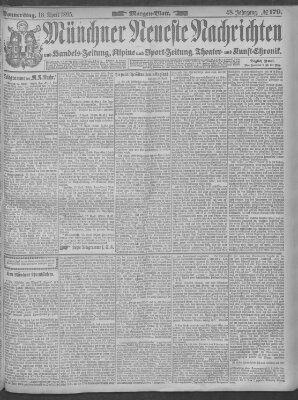 Münchner neueste Nachrichten Donnerstag 18. April 1895