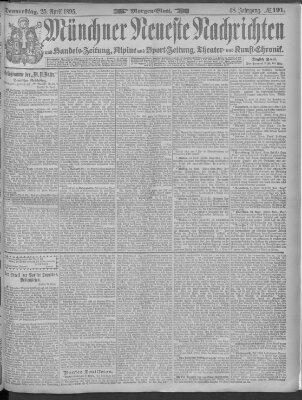 Münchner neueste Nachrichten Donnerstag 25. April 1895