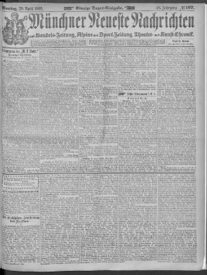 Münchner neueste Nachrichten Montag 29. April 1895