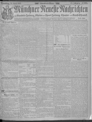 Münchner neueste Nachrichten Dienstag 30. April 1895