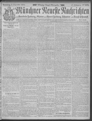 Münchner neueste Nachrichten Sonntag 2. Dezember 1894