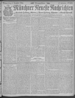 Münchner neueste Nachrichten Donnerstag 6. Dezember 1894