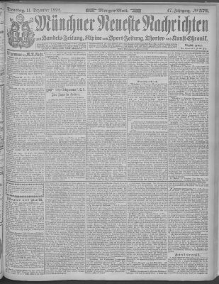 Münchner neueste Nachrichten Dienstag 11. Dezember 1894