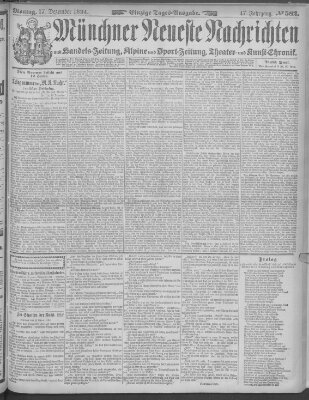 Münchner neueste Nachrichten Montag 17. Dezember 1894