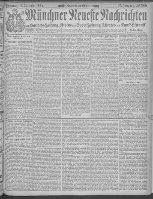 Münchner neueste Nachrichten Dienstag 18. Dezember 1894