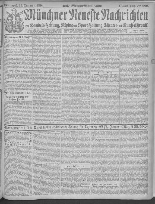 Münchner neueste Nachrichten Mittwoch 19. Dezember 1894