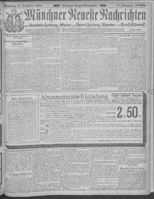 Münchner neueste Nachrichten Sonntag 23. Dezember 1894