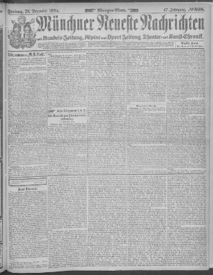 Münchner neueste Nachrichten Freitag 28. Dezember 1894